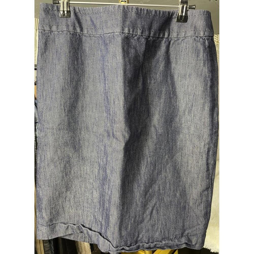 Talbots Women Blue Denim Pencil Skirt Size 6 Knee Length Cotton Blend